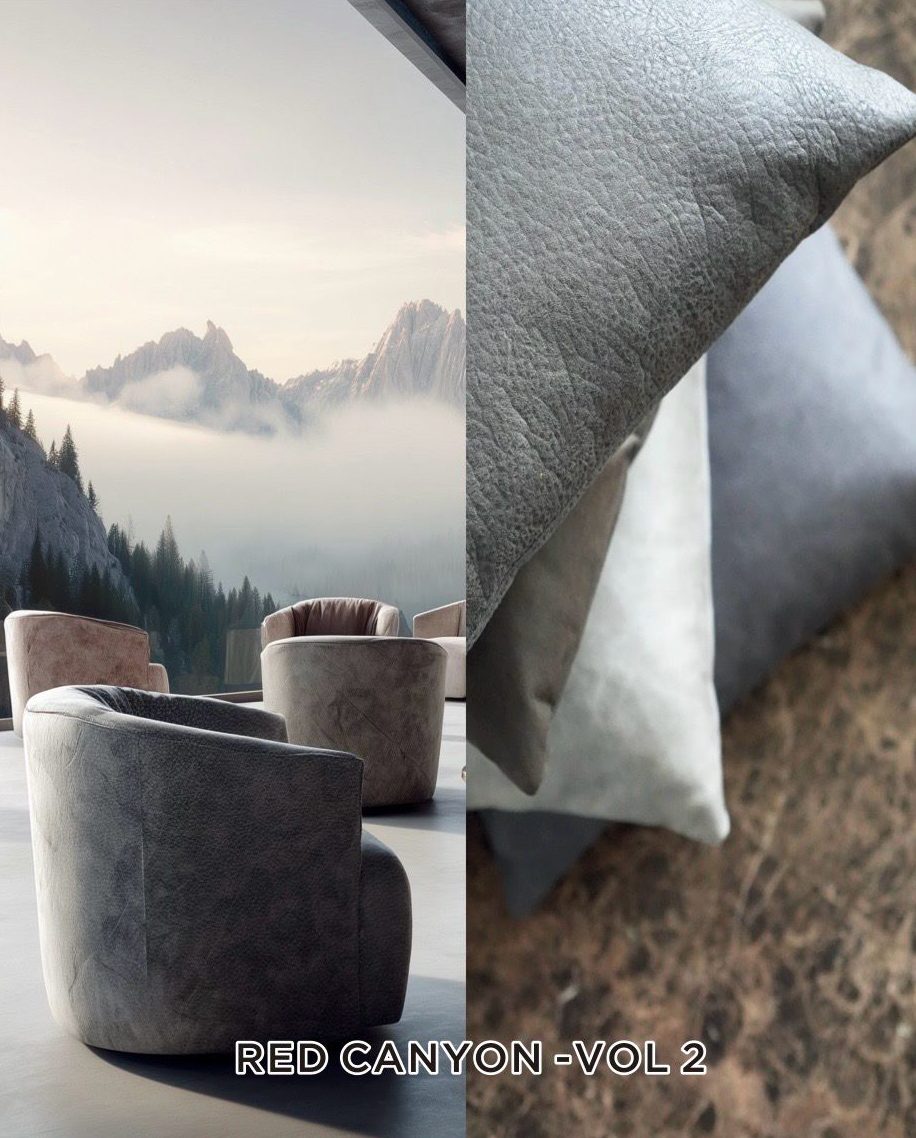 Modern Red Canyon leather look fabric for luxury upholstery interiors